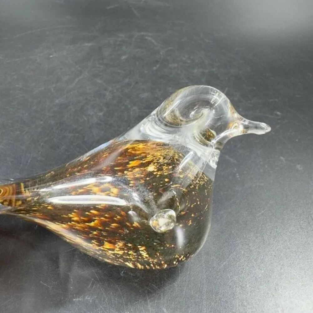 Hand Blown Art Glass Bird‎ Figurine Paperweight Glass Artist Signed JC Vintage